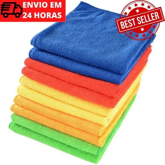 KIT COM 10 Pano de Microfibra 35cm*35cm não solta fiapos anti riscos enxuga muito
