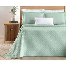 Cobre Leito Casal Box Queen Percale Bordado Colcha Lisa Verity 3 Peças