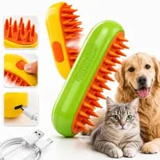 Escova A Vapor Para Gatos E Cães 3 Em 1 Removedor Pelos Massagem