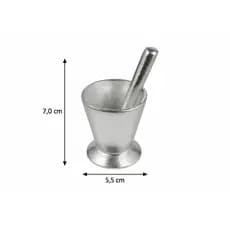 Pilão de Alumínio com Socador Pequeno 7cm Moedor de Alho Pimenta Tempero Cozinha Resistente Compacto