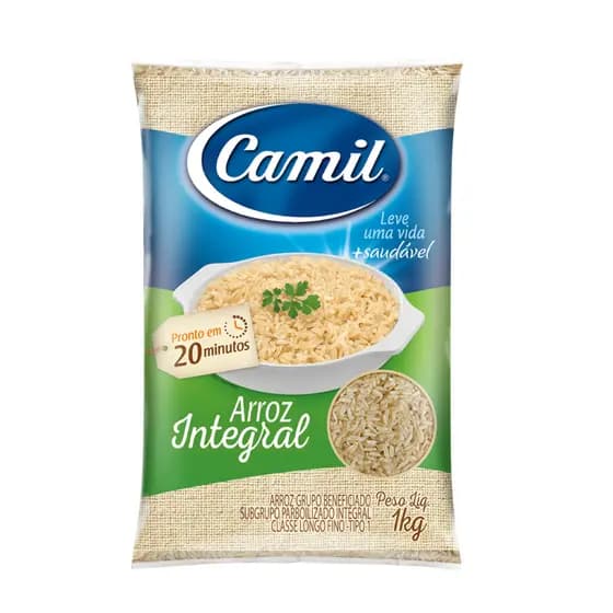 Arroz Integral Tipo 1 Camil Pacote 1kg - Caixa Com 5 Unidades