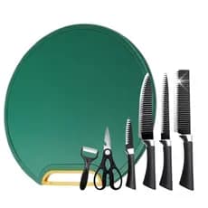 Kit Tábua Premuim Com Kit 6 Pecas de Facas de Corte Antibacteriana À Prova De Mofo 30cm Com Suporte Em Pé Para Cozinha