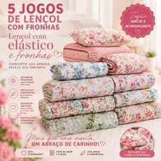 Kit 5 Jogos De Lençol Casal 400 Fios 3 Peças Conforto Premium Cama Florido Estampado