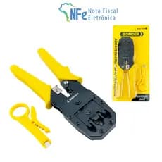 Alicate de Crimpar RJ11 RJ12 RJ45 com Decapador e Cortador de Cabo Fio Cabo Rede Telefonia Crimpador