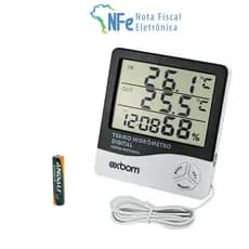 Termo Higrômetro Digital Medidor Temperatura Umidade Ambiente Relógio Termômetro Alimento Chocadeira