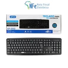 Teclado USB ABNT2 107 Teclas para PC Notebook TV Plug Play Conforto Ergonômico Silencioso com Fio
