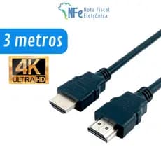 Cabo HDMI 3 Metros 4K Full HD 3D V 1.4 – PC Notebook PS3 PS4 Xbox Projetor Monitor