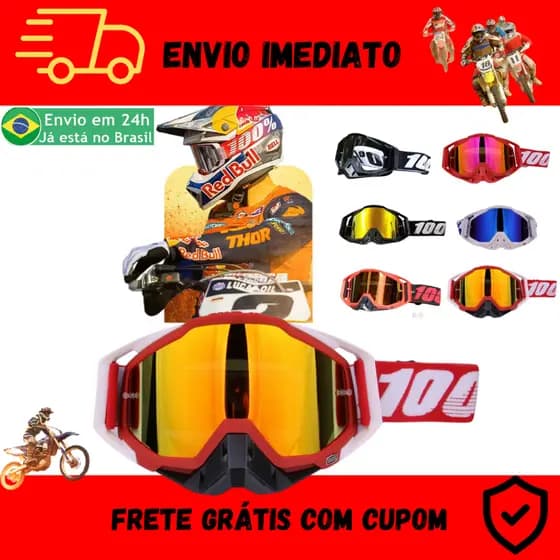 Óculos Proteção Motocross Lente Espelhada Trilha Ciclismo Ski E Para-brisa Off-road