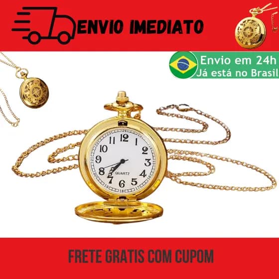 Relógio Vintage De Bolso Antigo Quartzo Atlantis Aço Inoxidavel Prova Dágua Casual Unissex Dourado