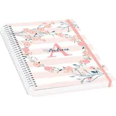 Caderno Personalizado, Capa Dura, folhas floral decorada, 100 folhas com nome na capa personalizada.