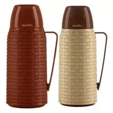 Garrafa De Mesa Térmica Rattan 1L Chá Café Marrom e Creme