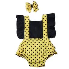 Romper Jardineira Bebê Abelhinha Com Lacinho Roupa Bebê Festa Mesversário