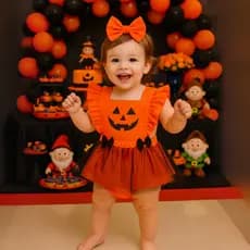Romper Temático Dia das Bruxas Roupa Bebê Halloween fantasia Tricoline 100% Algodão