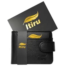 Carteira Masculina de Couro Luxo Cor Preta Premium Couro Fino Presente Homem com caixa ITIRU Presente dias dos namorados