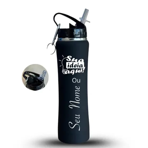 Garrafa Térmica Personalizada com Nome, Logo ou Profissão – Ideal para Academia, Esporte, Trabalho, Crianças e Adultos