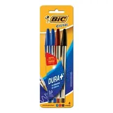 Caneta Esferográfica 1.0 Mm Bic Cristal Blister Com 4 Canetas