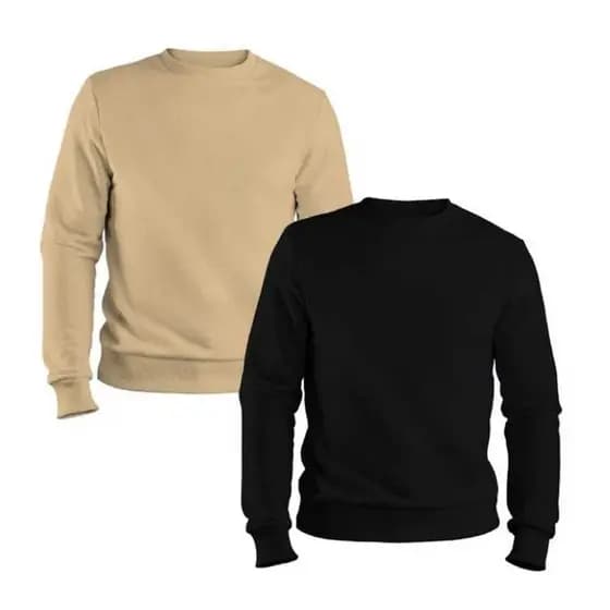 kit 2 Blusa De Frioi Moletom Liso Gola Redonda Careca Sem Bolso 100% Algodão