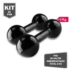 Par de Halter Bola Emborrachado 3 Kg - PCP