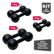 Kit Par Halter Bola Pintado 2 3 e 5 Kg - Total 20 Kg