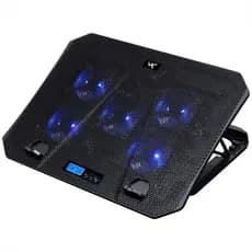 SUPORTE COM COOLER GAMER PARA NOTEBOOK/LAPTOP DE ATÉ 15.6" ICE COM 5 FAN LCD – CN300 – VINIK, Preto
