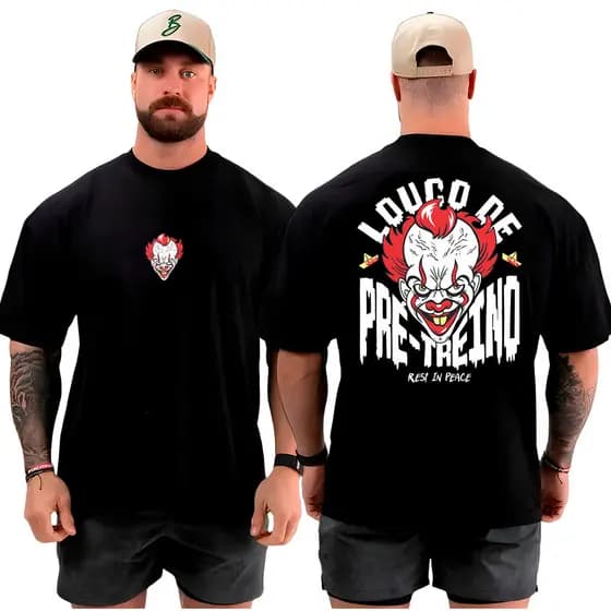 Camiseta Camisa Oversized Top para Academia Treino Pré Treino Streetwear 100% Algodão