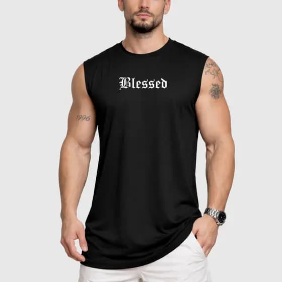 Regata Oversized Masculina Camiseta Moda Streetwear Blessed 100% Algodão CS camisa