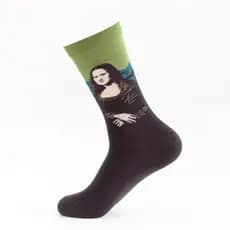 MEIA CRIATIVA DIVERTIDA ADULTO - MONALISA - LEONARDO DA VINCI - Cano Alto