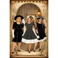 Vestidos Vintage Retrô anos 60 Bolinhas Xadrez Moda Evangélica Plus Size Social Rodado Soltinho Comportado Babado