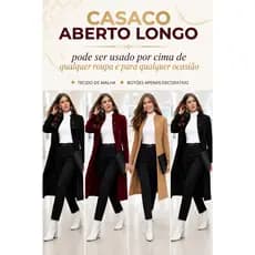 Sobretudo Feminino Cardigã Casaco Comprido jaquetão Longo aberto Veste Leggue Moda Evangélica Mais Vendido Estilo Blusão