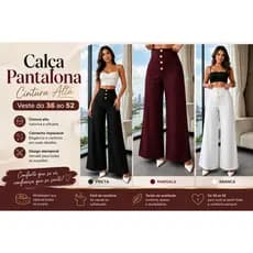 Calça Plus Size masi Vendida Preta Pantalona Cintura Alta Flare Boca De Sino Social Cós Alto Bailarina