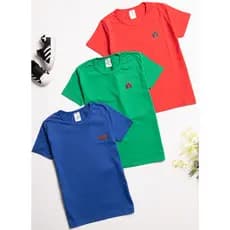 Kit 3 Camiseta Infantil Menino Básica Lisa Tamanho 2 ao 12