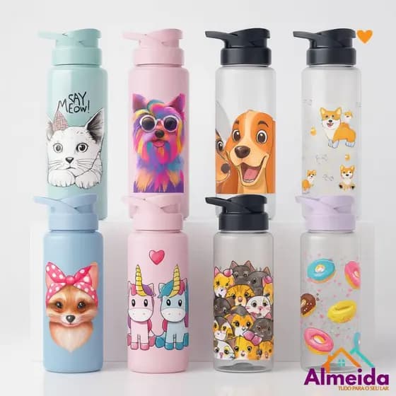 Garrafa De Água Squeeze 750ml Plástico Infantil Juvenil Várias Estampas