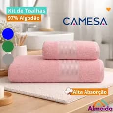 Kit de Toalhas de Banho e Rosto Gramatura 265g/m Qualidade Camesa