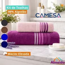 Kit de Toalhas Camesa Dynamo Select 4 Peças 98% Algodão Toalha Macia e Absorvente
