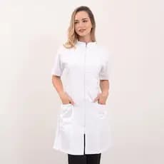 Jaleco avental  Branco Médica manga curta Enfermeira dentista  Gabardine Premium Feminino