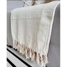 manta para sofa xale crua 100% algodão