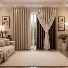 Cortina MADRI LUXO 3,00 x 2,50 c/ VOIL Branco -  Decoração Quarto, Sala, Escritório, Janela