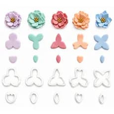 Kit 10 Mini Cortadores de Flores com Pétalas - Peças para Biscoito, Pasta Americana e Artesanato