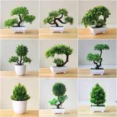 [Planta + Vaso] Plantas Artificiais Pequeno De Árvore Bonsai Falsas Flores Enfeites Em Vasos Para Jardim Mesa De Quarto