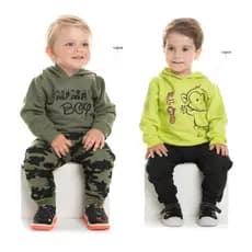 Conjunto Moletom Bebê Menino - Agasalho Bebê Masculino - Roupa de Frio - Conjunto Moleton Inverno - 100% Algodão