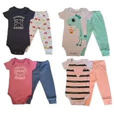 kit 4 peças body e mijão Algodão menina e menino enxoval Bebê