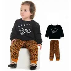 Conjunto Bebê Menina - Casaco + Calça Estampa Oncinha - 100% Algodão  -  Roupa de Frio Menina
