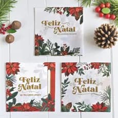 Guardanapo Natalino Florido 33x33cm 10Pçs Papel Feliz Natal