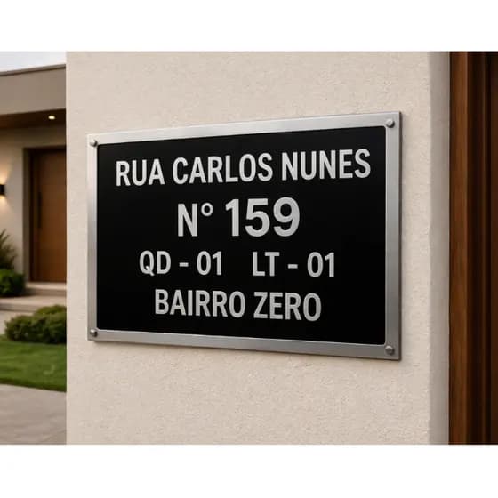Placa de Número Residencial Personalizada 20x30cm Acrílico Quadra Lote Casa Bairro