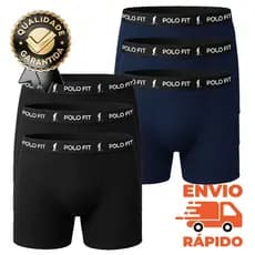 Cuecas Boxer Algodão Masculina Kit Com 6 Peças