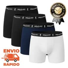 Kit 4 Cuecas Boxer Box Algodão Adulto Cotton Premium Masculino Polo Fit