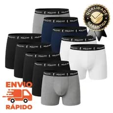 Kit 10 Cuecas Boxer Polo Fit Algodão Original Cotton Promoção Boa