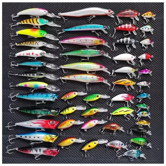 kit 52 iscas artificiais pesca 9,3cm a 2,8cm tucunaré dourado traíra