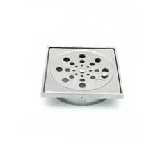 Ralo 10x10 Inox Grelha + Porta Ralo Em Abs Quadrado Cromo banheiro quintal