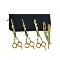 Kit 3 Tesouras 1 Navalhete profissionais Para Cabelereiro e Barbeiro 6.0'' Polegadas